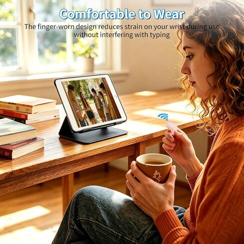 Mini Finger Ring Mouse with Charging Case Wearable Bluetooth Remote Control Scrolling Ring Thumb Mouse Wireless Handheld Air Mouse for Smartphone Tablet iPad for Page Turn Take Photo Watch Video, Pink in Saudi Arabia