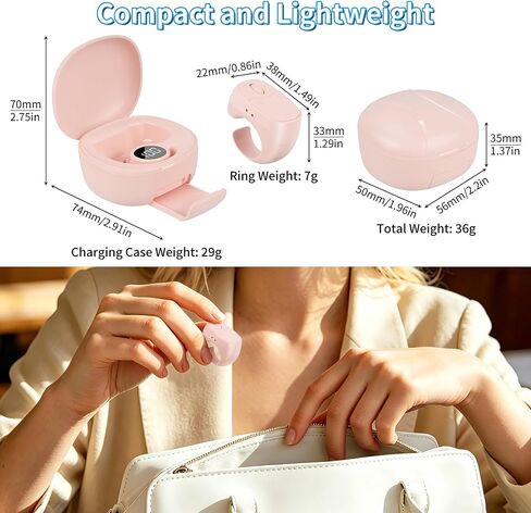 Mini Finger Ring Mouse with Charging Case Wearable Bluetooth Remote Control Scrolling Ring Thumb Mouse Wireless Handheld Air Mouse for Smartphone Tablet iPad for Page Turn Take Photo Watch Video, Pink in Saudi Arabia