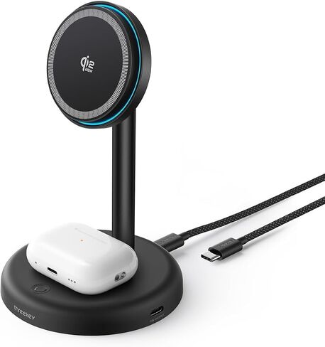 THREEKEY Qi2.2 25W Wireless Charger Stand with Cooling Fan & LED Light in Kuwait