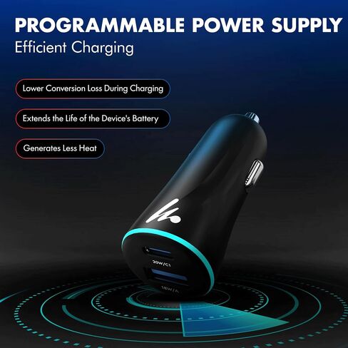 PD 20W Wozoyo Car Charger with Type-C & USB A,Power Delivery, PPS & QC 3.0, Dual Port Fast Charging (20W + 18W), 12V–24V Compatible, Multi-Layer Protection, 2-Years Manufacturer Warranty in Kuwait