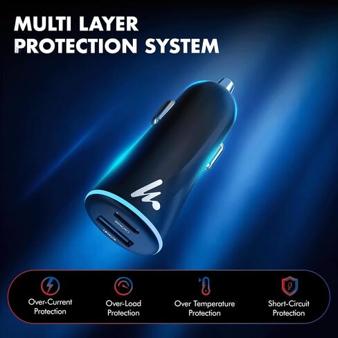 PD 20W Wozoyo Car Charger with Type-C & USB A,Power Delivery, PPS & QC 3.0, Dual Port Fast Charging (20W + 18W), 12V–24V Compatible, Multi-Layer Protection, 2-Years Manufacturer Warranty in Kuwait