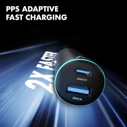 PD 20W Wozoyo Car Charger with Type-C & USB A,Power Delivery, PPS & QC 3.0, Dual Port Fast Charging (20W + 18W), 12V–24V Compatible, Multi-Layer Protection, 2-Years Manufacturer Warranty in Kuwait