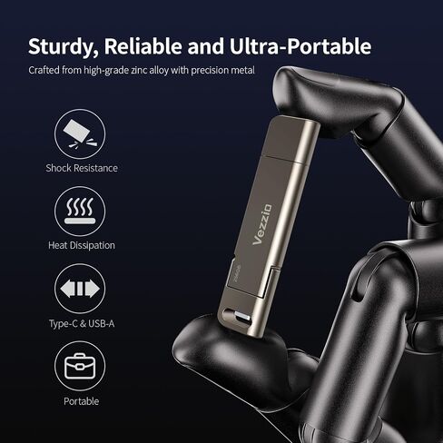 Vezzio 512GB USB C Flash Drive,Dual Port External SSD USB 3.2 Gen2 1000MB/s in Kuwait