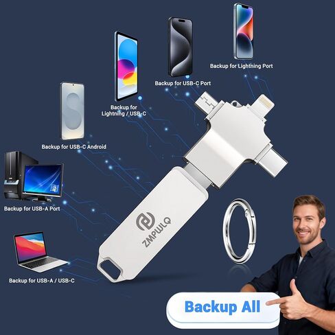 PL ZMPWLQ Auto Backup Photo Stick 256GB for iPhone Android PC 4-in-1 USB Flash Drive in Kuwait