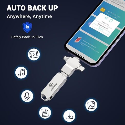 PL ZMPWLQ Auto Backup Photo Stick 256GB for iPhone Android PC 4-in-1 USB Flash Drive in Kuwait