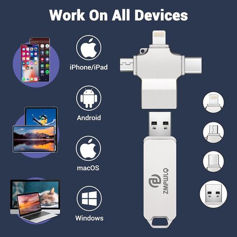 PL ZMPWLQ Auto Backup Photo Stick 256GB for iPhone Android PC 4-in-1 USB Flash Drive in Kuwait