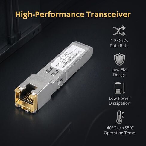 1.25G SFP to RJ45 Copper Transceiver Module, 10/100/1000BASE-T, Hot Pluggable, CAT5e UTP Cable, Up to 100m, Compatible with Cisco, TP-Link, D-Link and More in Kuwait