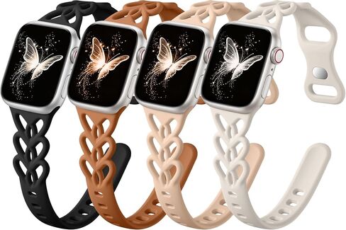 Odbeai 4Pack Slim Heart Braided Band Compatible with Apple Watch Band Women in Kuwait