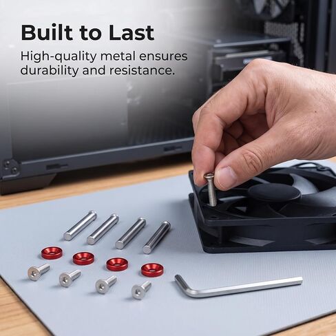 Computer Fan Screws, Metal Mounting Screws for 25-30mm Computer s, Long Screws with Hex Wrench, Black in Kuwait