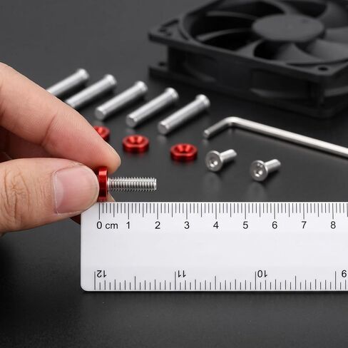 Computer Fan Screws, Metal Mounting Screws for 25-30mm Computer s, Long Screws with Hex Wrench, Red in Kuwait