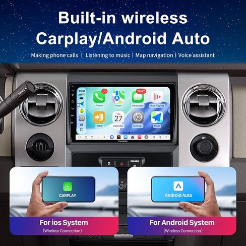 Car Radio Stereo Upgrade for 2009-2014 Ford F150, Android 15 8‑Core 4G RAM + 64G ROM,Wireless Carplay Android Auto, 9 inch 1280 * 720 QLED Touchscreen with Bluetooth GPS WiFi in Kuwait