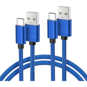 Basesailor for iPhone 17 16 Pro Max Charger Cord,USB to USB C Cable,Type C Charging Power Cord for Apple 17e 15 iPad 10 Air 4 5,Samsung Galaxy S26 S25 S24 S23,Blue,2Pack 6.6FT(2M) in Kuwait