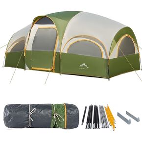 GoHimal 8 Person Tent for Camping, Waterproof Windproof Family Tent with Rainfly, Divided Curtain Design for Privacy Space, Portable with Carry Bag in Saudi Arabia