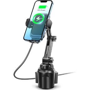 [Upgraded] TOPGO Cup Phone Mount Wireless Charger,Universal Cell Phone Holder Car Charger Wireless-Charger-Cup-Phone-Holder Fast Charging for iPhone16/16 Pro/16 Pro Max, Samsung Galaxy - Black in Saudi Arabia