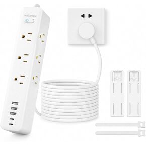 Surge Protector Power Strip with 9 Outlets and 5 USB Ports (2 USB C), Extension Cord with Multiple Outlets, Flat Plug Power Strip 6 Ft Long for Home Office Desktop (Black, 6FT) in Saudi Arabia