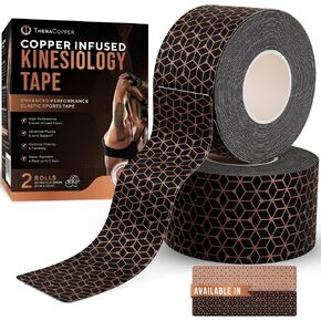 TheraCopper Copper Infused Kinesiology Tape - 2 Rolls, 40 Precut Strips in Saudi Arabia