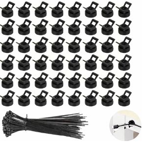 Magnetic Zip Tie Mounts 22mm, 50 Pack Cable Tie Mount Bases with 200 Zip Ties, Heavy Duty Cable Clips for Wire Management, Magnet Cord Holder Organizer for Desk, PC, Home Office in Saudi Arabia