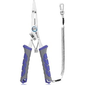 Booms Fishing Pliers Stainless Steel: 6.5" Split Ring Pliers - Braided Line Cutter & Scissors with Lanyard - Fish Hook Remover Tool for Saltwater and Freshwater - Fishing Tools for Angler, XW13 in Kuwait