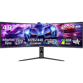 Deco Gear R1000 49" Curved Super Ultrawide Dual QHD Monitor 5120×1440 240 Hz 1000R E-LED HDR Adaptive Sync HDMI 2.1 DisplayPort 1.4 PIP PBP Overdrive Gaming Workstation Display in Saudi Arabia