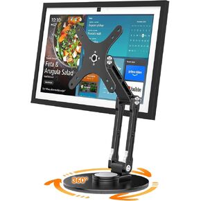 حامل دوار وإمالة لعرض Echo Show 15 (الجيل 1، الجيل 2)، حامل شاشة محمول، زاوية وارتفاع قابلان للتعديل مع قواعد دوران 360 درجة، التبديل بين شاشات المناظر الطبيعية والصورة (أسود) in Kuwait