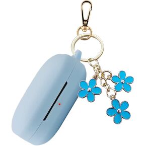 Case Cover for OnePlus Buds Pro 2, Cute Silicone OnePlus Buds Pro2 Charging Case Cover Wireless Earbuds Shockproof Protective Accesorries with Flowers Charms Keychain for Buds Pro 2 (Red) in Saudi Arabia