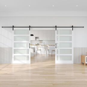 Fredbeck 80x84(Double 40x84) Sliding Barn Doors with Glass and Hardware Included in Saudi Arabia