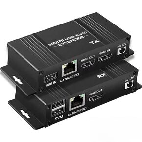 164ft HDMI KVM USB Extender, HDMI to RJ45 Over Cat5e/6/7, Zero Latency 1080p@60Hz USB Keyboard/Mouse Control, Single Power Plug & Play, for Home Theater Outdoor (Transmitter + Receiver) in Saudi Arabia