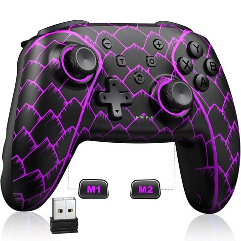 Wireless Switch Controller 1000mAh Compatible with Switch/Lite/OLED/PC/Windows/iOS/Android, RGB Lightning Switch Pro Controller with Programmable/Wake-up/Turbo Vibration, Ergonomic Non-Slip in Kuwait
