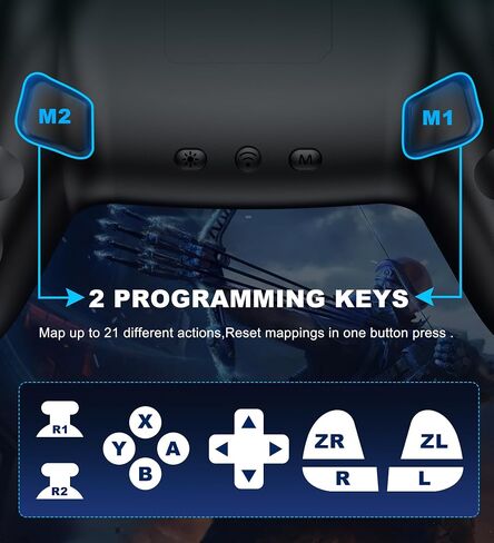 Wireless Switch Controller 1000mAh Compatible with Switch/Lite/OLED/PC/Windows/iOS/Android, RGB Lightning Switch Pro Controller with Programmable/Wake-up/Turbo Vibration, Ergonomic Non-Slip in Kuwait