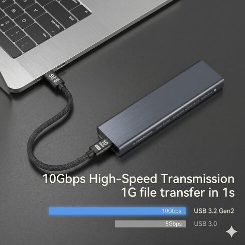 M.2 NVMe SSD Enclosure,3s PLP Prevents Write Data Loss, 10Gbps USB-C SSD Enclosure, RTL9210, for 2280 NVMe (M & B+M Key) up to 4TB, Aluminum M.2 Enclosure for PC, Mac, Laptop in Kuwait