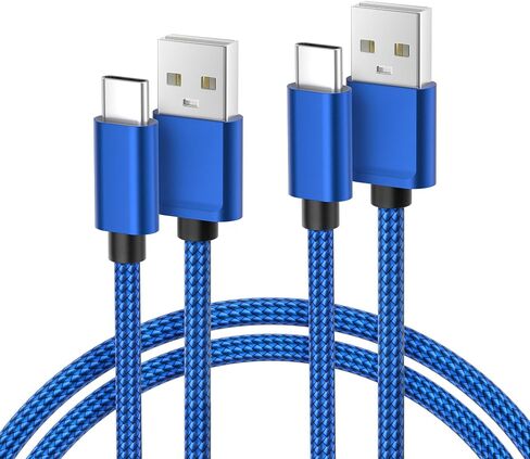 Basesailor for iPhone 17 16 Pro Max Charger Cord,USB to USB C Cable,Type C Charging Power Cord for Apple 17e 15 iPad 10 Air 4 5,Samsung Galaxy S26 S25 S24 S23,Blue,2Pack 6.6FT(2M) in Kuwait