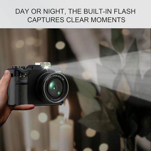 Yatao Digital Camera with WiFi, 4K 5K 64MP Photography Camera Kit for YouTube, Front and Rear Dual Camera for Convenient Selfie, Equipped with 64GB Micro Card, Wide & Macro Lens, Card Reader in Kuwait