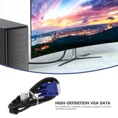 BESPORTBLE 2pcs Vga Data Cable with Connectors for Computer Monitor Projector Lightweight Black Extension Cord with Blue Interface Wear-Resistant Vga Connector Cable for Laptop Display in Kuwait