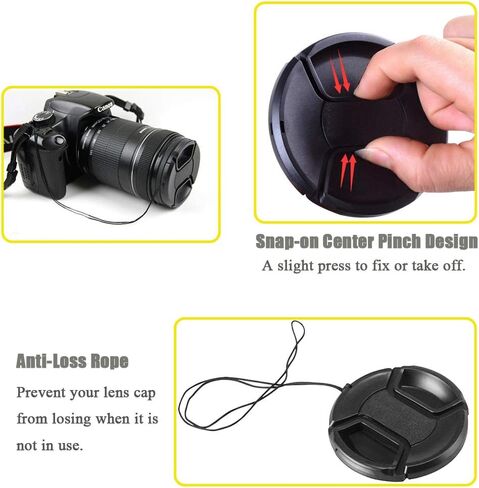 Center Pinched R5 R6 Lens Cap for Canon RF 24-105 mm f/4L and RF 24-105mm f/4-7.1 Lens for Canon EOS R5 R6 EOS R RP Digital Camera, Fire Rock Snap-On 67mm+77mm Camera Lens Cap-1+1Packs in Kuwait