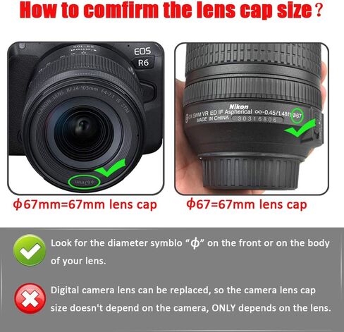 Center Pinched R5 R6 Lens Cap for Canon RF 24-105 mm f/4L and RF 24-105mm f/4-7.1 Lens for Canon EOS R5 R6 EOS R RP Digital Camera, Fire Rock Snap-On 67mm+77mm Camera Lens Cap-1+1Packs in Kuwait