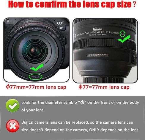 Center Pinched R5 R6 Lens Cap for Canon RF 24-105 mm f/4L and RF 24-105mm f/4-7.1 Lens for Canon EOS R5 R6 EOS R RP Digital Camera, Fire Rock Snap-On 67mm+77mm Camera Lens Cap-1+1Packs in Kuwait