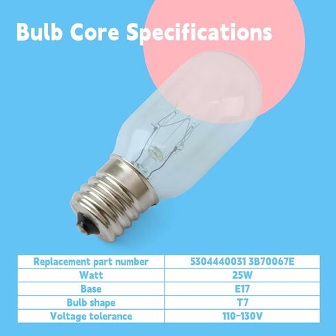 4Pcs 5304440031 Microwave Light Bulb Compatible with Frigidaire Microwave Ovens FMV156D CFMV156F PLBMV188H CGBM185K CGMV173K CPBM189K FGBM185K E17 T7 25W 110-130V Bulbs Replace 3B70067E in Saudi Arabia