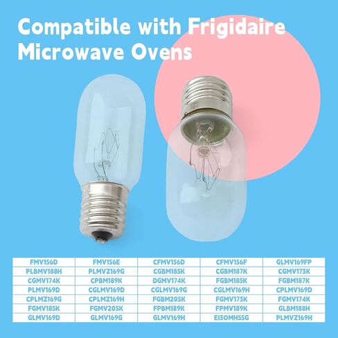 4Pcs 5304440031 Microwave Light Bulb Compatible with Frigidaire Microwave Ovens FMV156D CFMV156F PLBMV188H CGBM185K CGMV173K CPBM189K FGBM185K E17 T7 25W 110-130V Bulbs Replace 3B70067E in Saudi Arabia