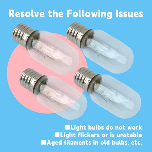 4Pcs 5304440031 Microwave Light Bulb Compatible with Frigidaire Microwave Ovens FMV156D CFMV156F PLBMV188H CGBM185K CGMV173K CPBM189K FGBM185K E17 T7 25W 110-130V Bulbs Replace 3B70067E in Saudi Arabia