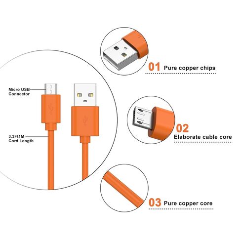 Meliya Charging Cable for Ring Doorbell (2020 Release) 2/3/3 Plus/4, Video Doorbell Pro/Plus, Micro USB Charging Cord Wire Power Door Bell 2nd Gen Replacement 3.3ft (Orange) in Kuwait