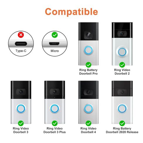 Meliya Charging Cable for Ring Doorbell (2020 Release) 2/3/3 Plus/4, Video Doorbell Pro/Plus, Micro USB Charging Cord Wire Power Door Bell 2nd Gen Replacement 3.3ft (Orange) in Kuwait