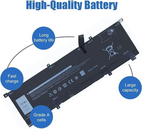 8N0T7 Laptop Battery Replacement for DELL XPS 15 9575 Precision 5530 2-in-1 Series Notebook Compatible with 8N0T7 08N0T7 TMFYT 0TMFYT 11.4V 75Wh in Kuwait