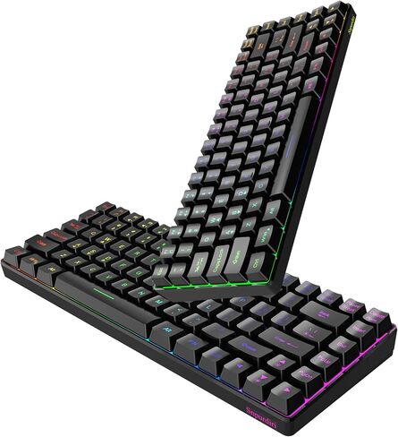 لوحة مفاتيح سلكية للألعاب Snpurdiri K84، لوحة مفاتيح بإضاءة خلفية RGB بنسبة 75%، لوحة مفاتيح مدمجة ممتازة للكمبيوتر الشخصي والكمبيوتر المحمول والألعاب والمكتب (84 مفتاحًا، أسود-أبيض) in Kuwait