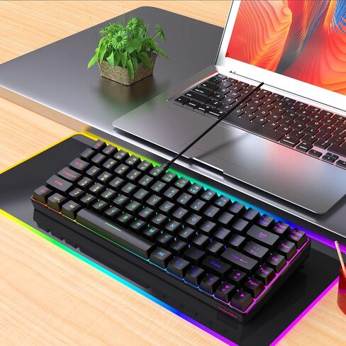 لوحة مفاتيح سلكية للألعاب Snpurdiri K84، لوحة مفاتيح بإضاءة خلفية RGB بنسبة 75%، لوحة مفاتيح مدمجة ممتازة للكمبيوتر الشخصي والكمبيوتر المحمول والألعاب والمكتب (84 مفتاحًا، أسود-أبيض) in Kuwait