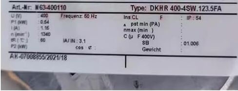 DKHR400-4SW.123.5FA 400V 1.15A 0.54W 1340RPM Cooli ng Fan 400mm in Kuwait