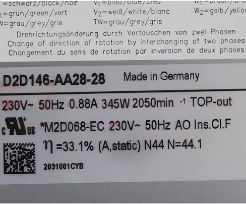 D2D146-AA28-28 230V 0.88A 345W 2050RPM Cooli ng Fan 146mm in Kuwait