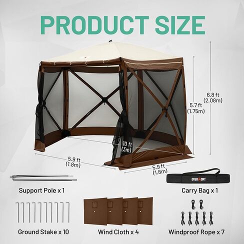 Overmont 10x10FT Pop up Gazebo Screen Tent - Instant with Full Open Door in Saudi Arabia