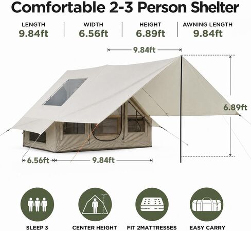 Inflatable Air Tent with 9.85x9.85ft² Detachable Canopy and Stove Jack in Saudi Arabia