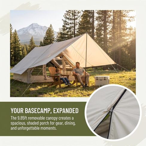 Inflatable Air Tent with 9.85x9.85ft² Detachable Canopy and Stove Jack in Saudi Arabia