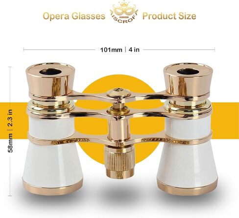 Opera Glasses Binoculars 3X25,Mini Binocular Compact Lightweight,with Chain for Adults Kids Women in Musical Concert (White with Chain) in Kuwait